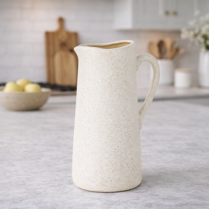 White Stoneware Pitcher