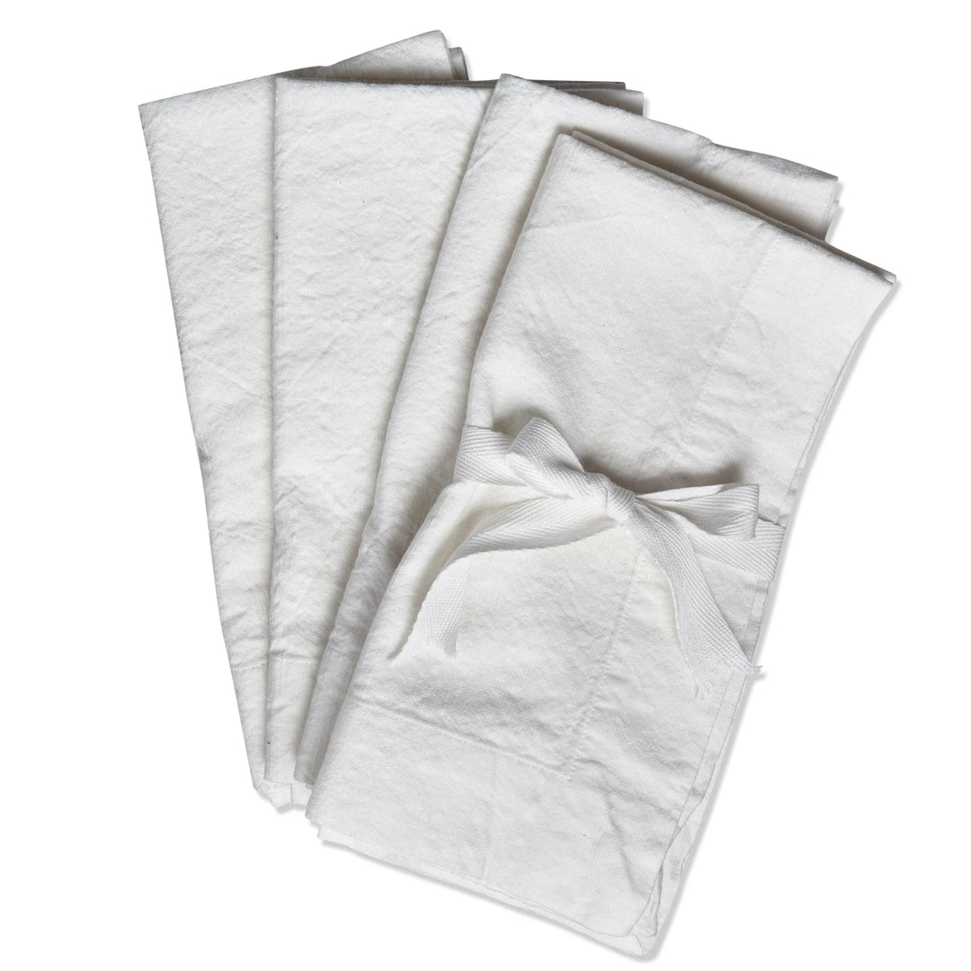 Set of white napkins on a white background