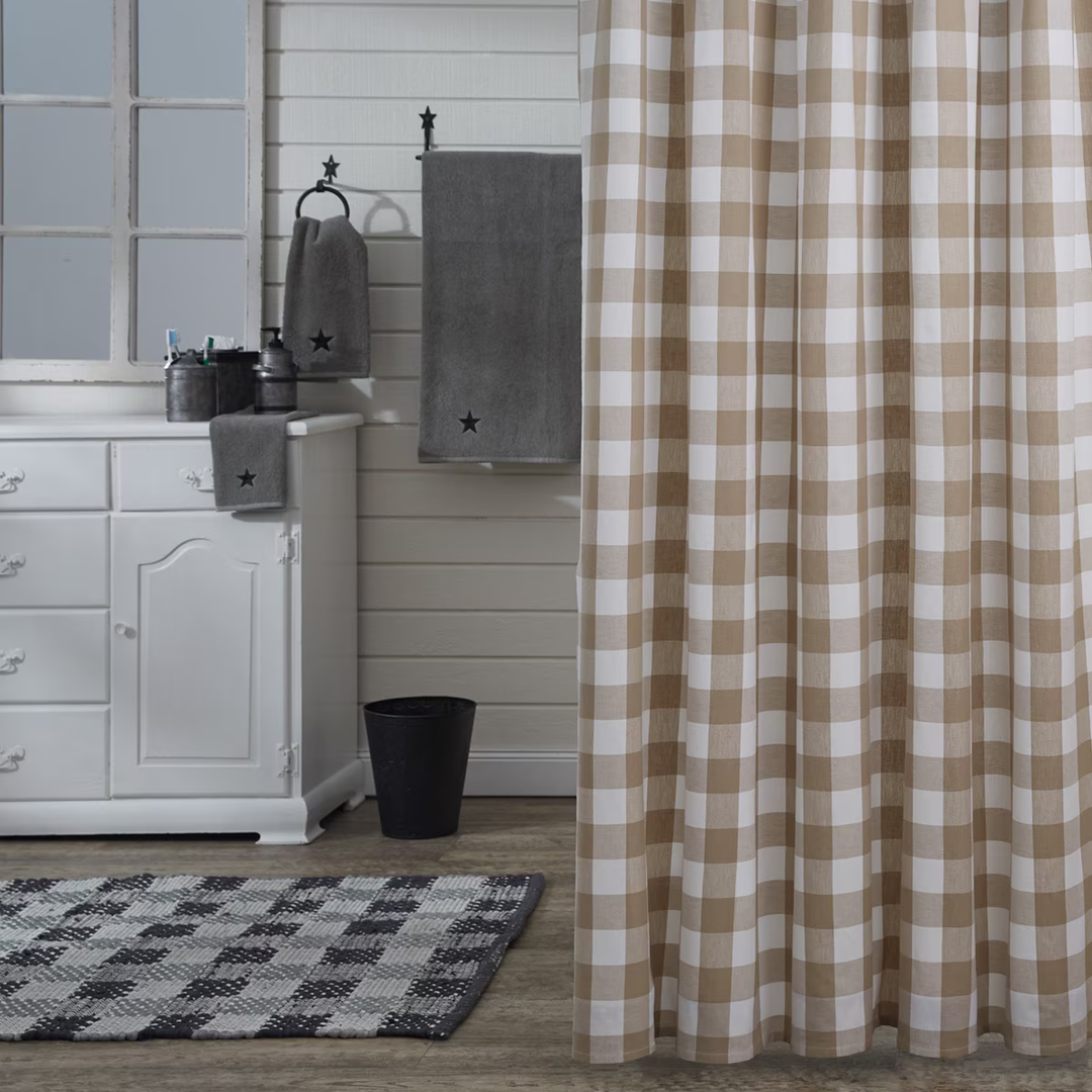 Wicklow Check Natural Shower Curtain