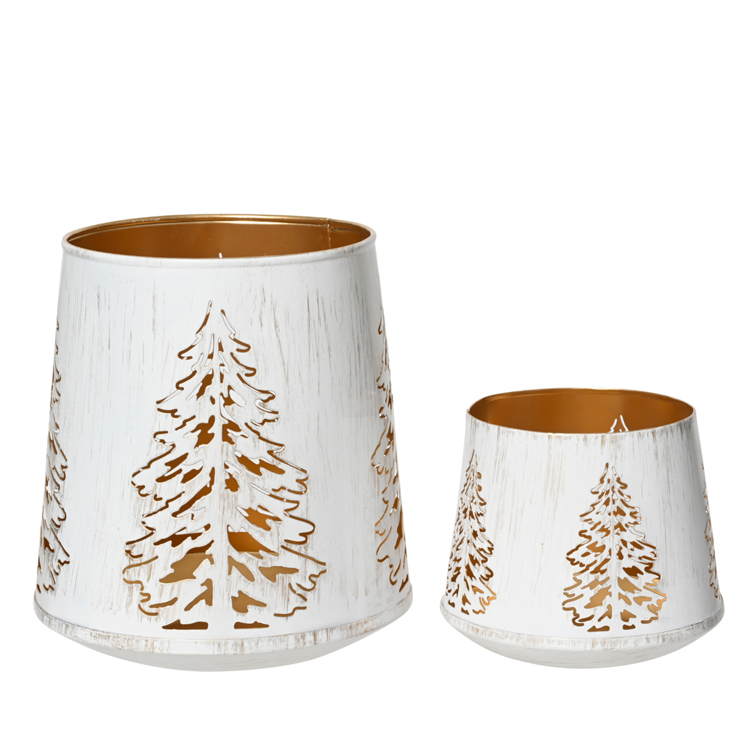 Winter Pine Cutout Metal Hurricane