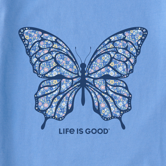 Women's Life Is Good Ditsy Floral Butterfly Crusher Tee