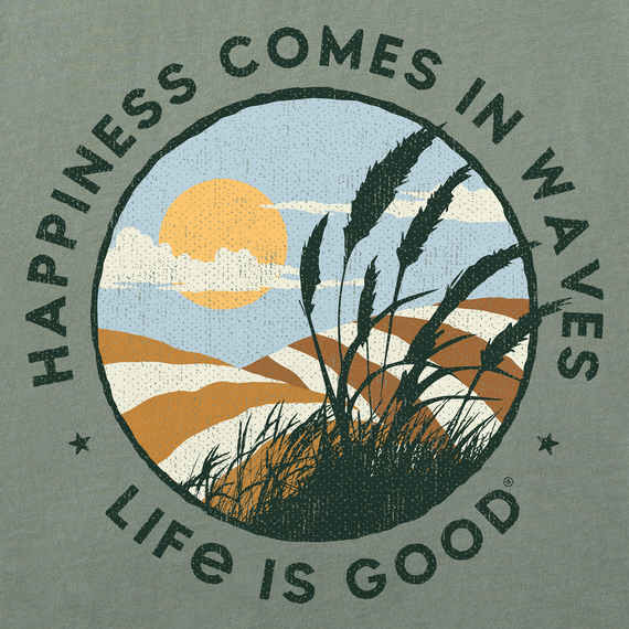 Women's Life Is Good Happiness Comes In Waves Crusher Tee