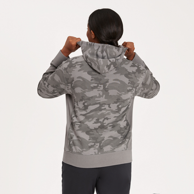 Women's Life Is Good Gray Camo Fleece Zip Hoodie