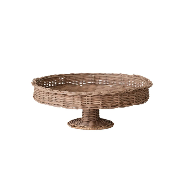 Woven Rattan Pedestal Tray