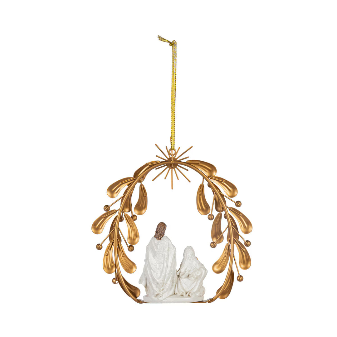 Golden Wreath Nativity Ornament