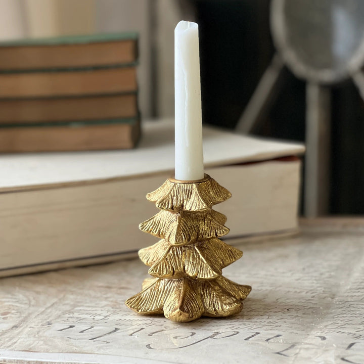 Golden Tree Taper Candle Holder