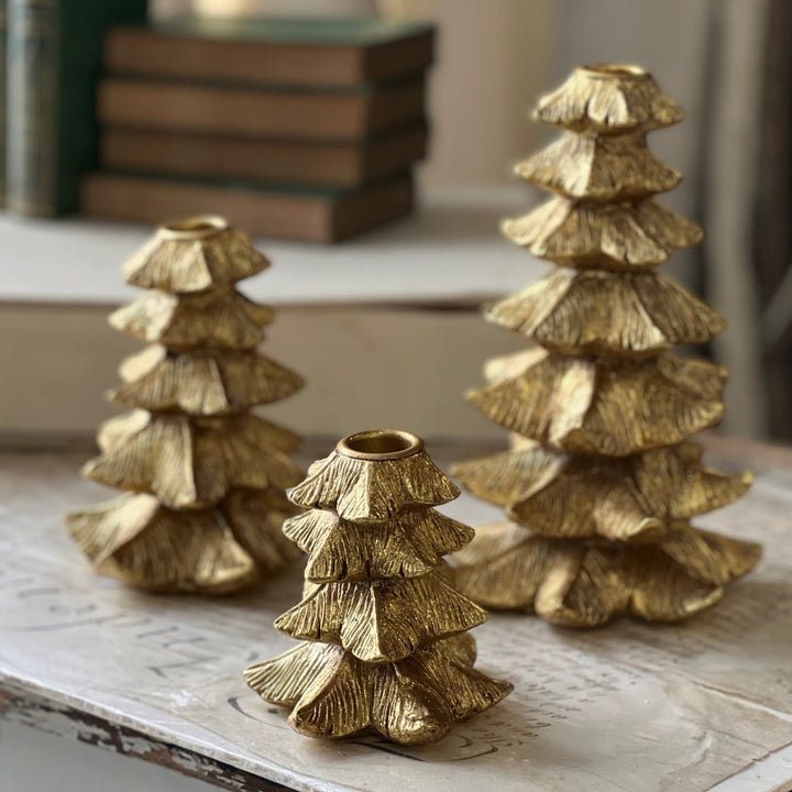Golden Tree Taper Candle Holder
