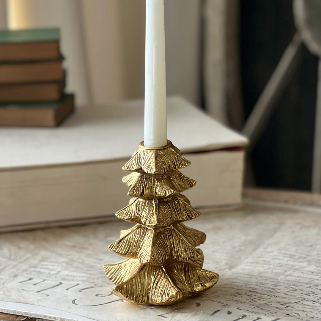 Golden Tree Taper Candle Holder