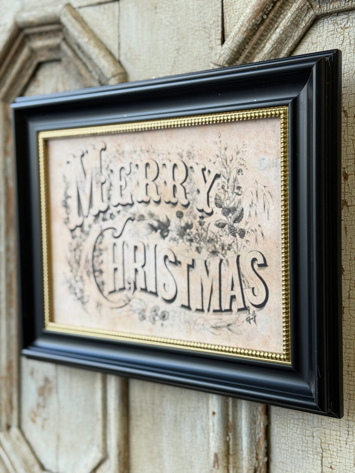 Vintage Framed Merry Christmas Sign