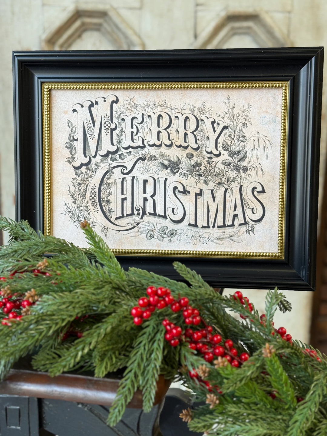 Vintage Framed Merry Christmas Sign
