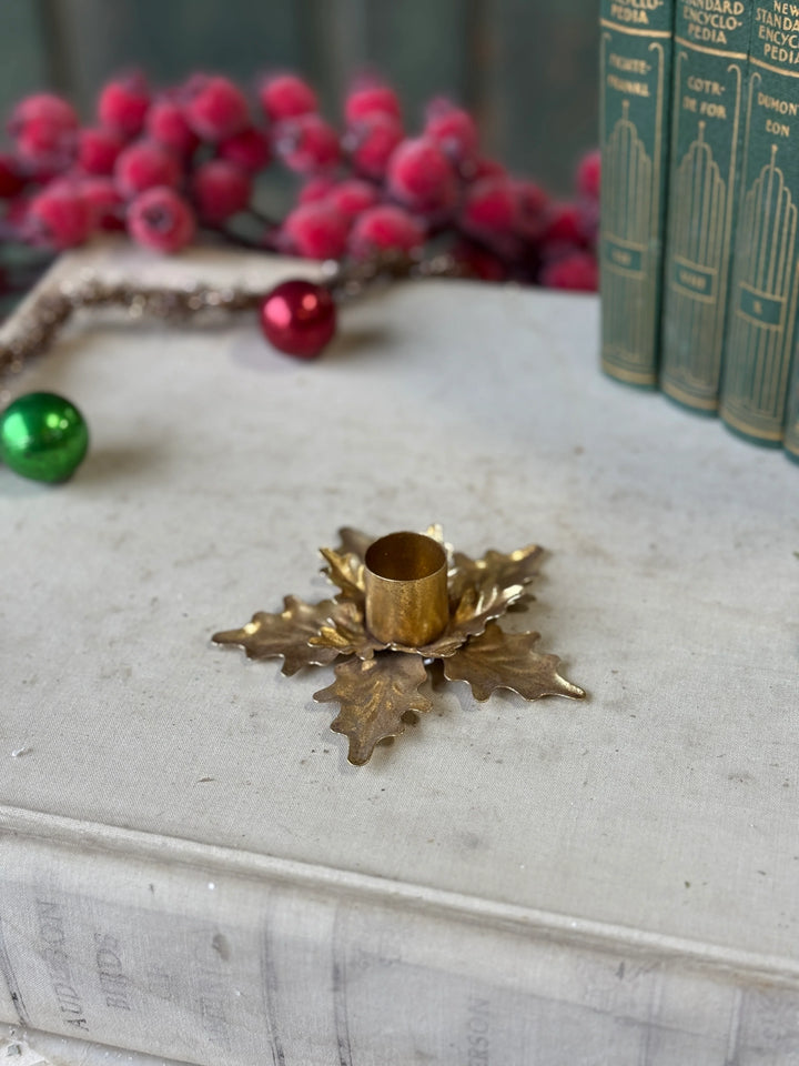 Golden Poinsettia Taper Holder