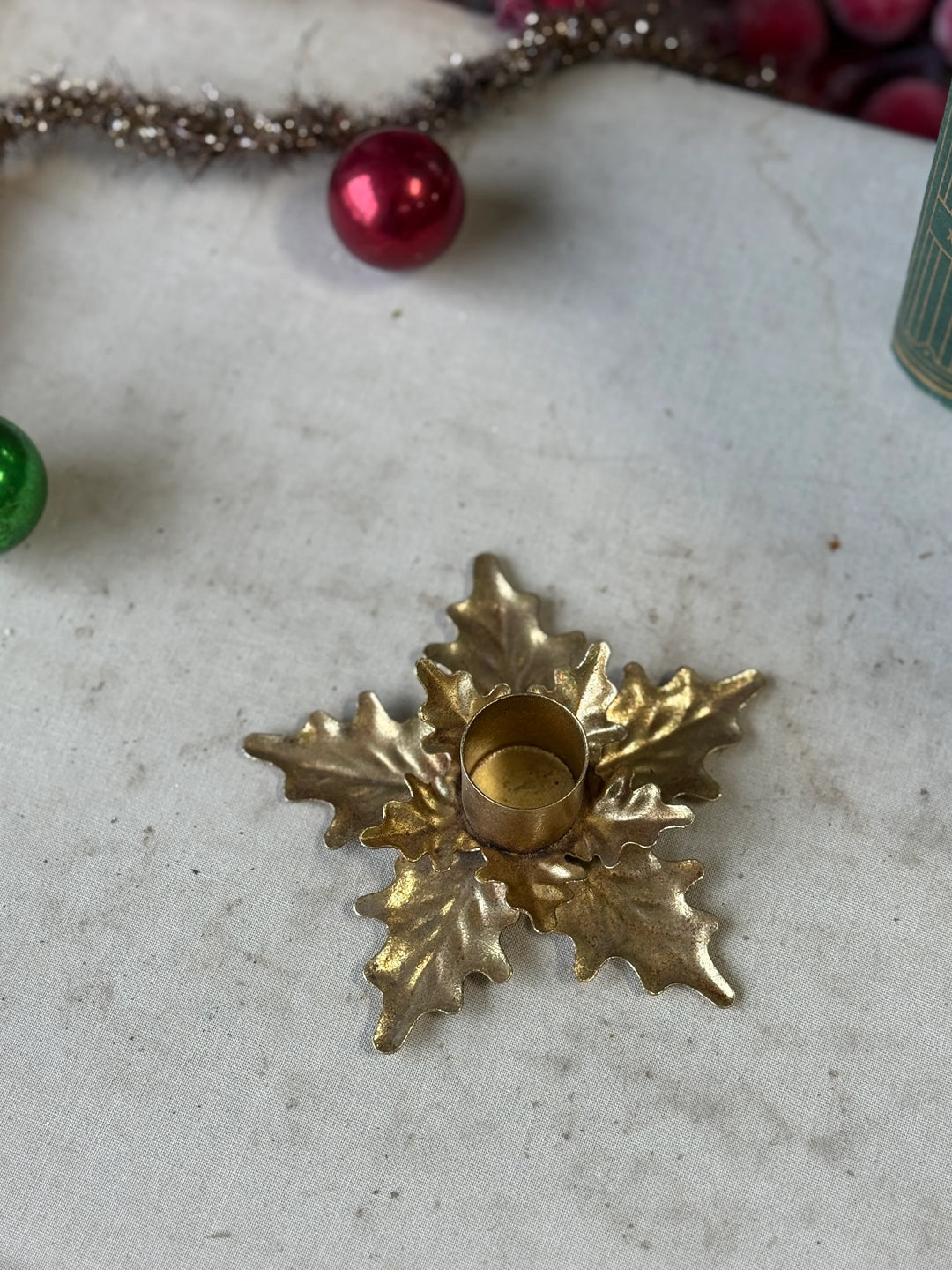 Golden Poinsettia Taper Holder