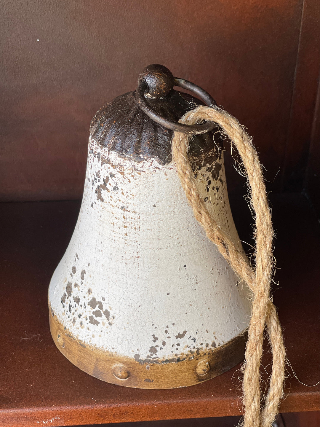 Distressed White Metal Bell