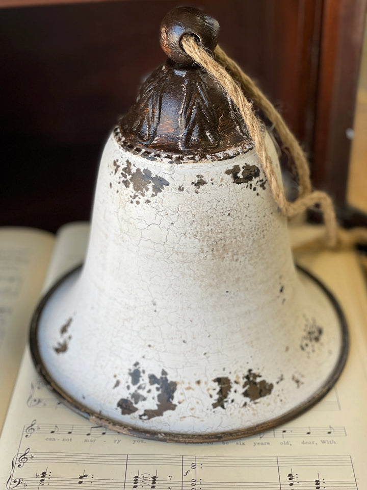 Distressed White Metal Bell