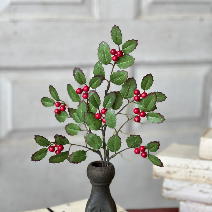 Glittered Holly Berry Pick