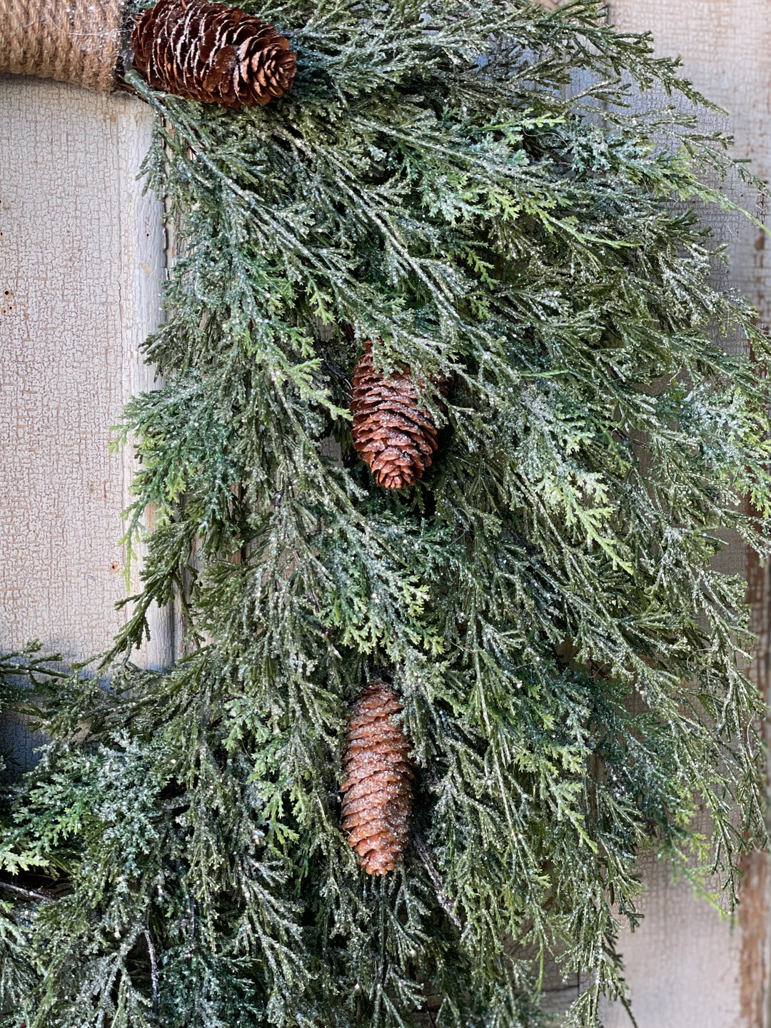 Large Silver Thread Cedar Wreath - Local Pickup