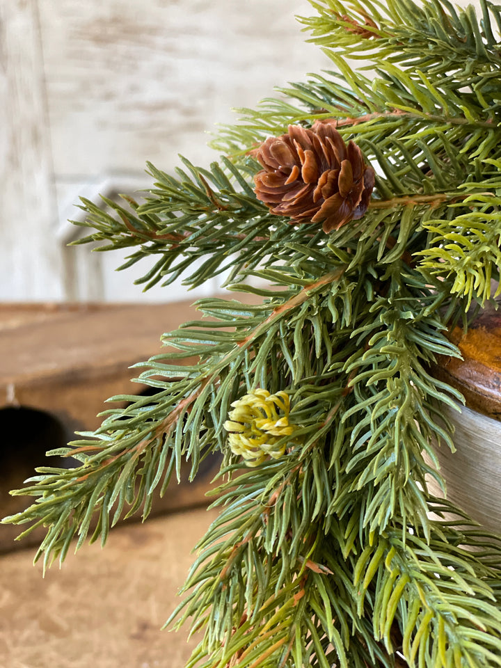 White Spruce & Cones Candle Ring