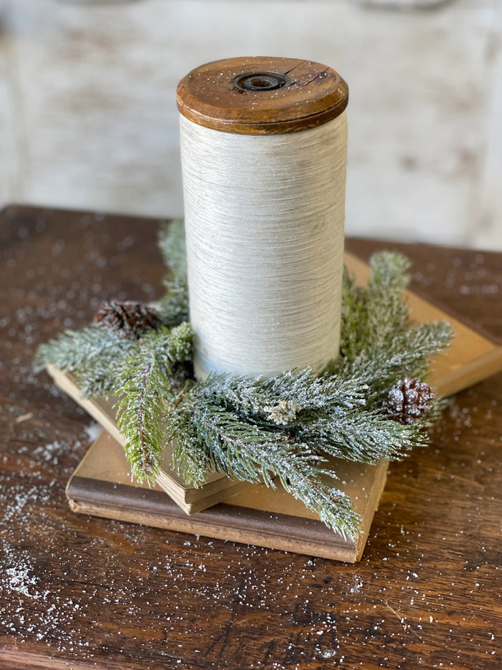 Frosted White Spruce Candle Ring