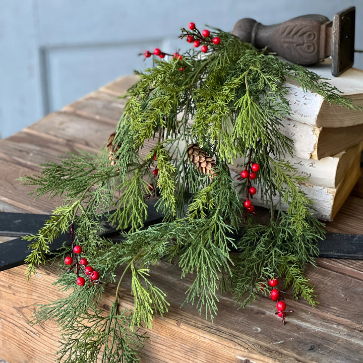 Alpine Cone & Berries Hanging Foliage