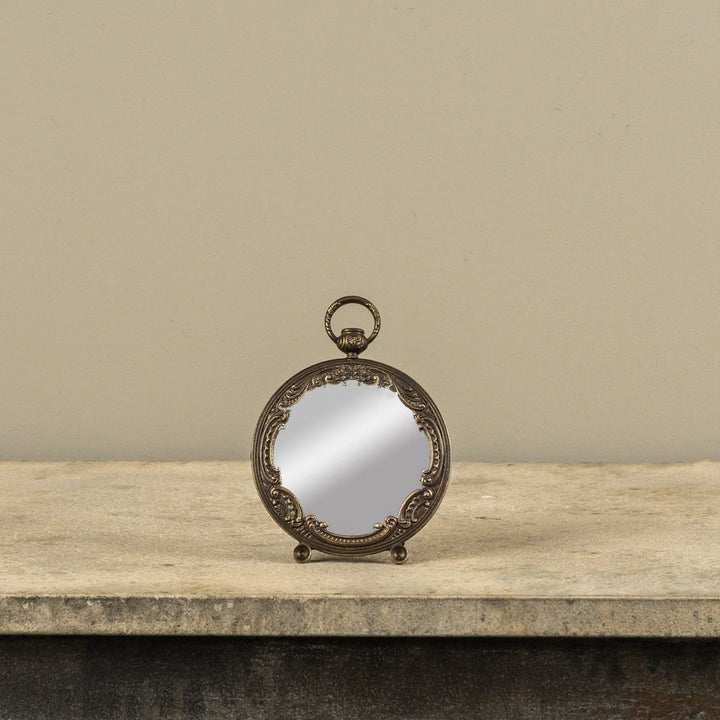 Antiqued Brass Mini Tabletop Mirror
