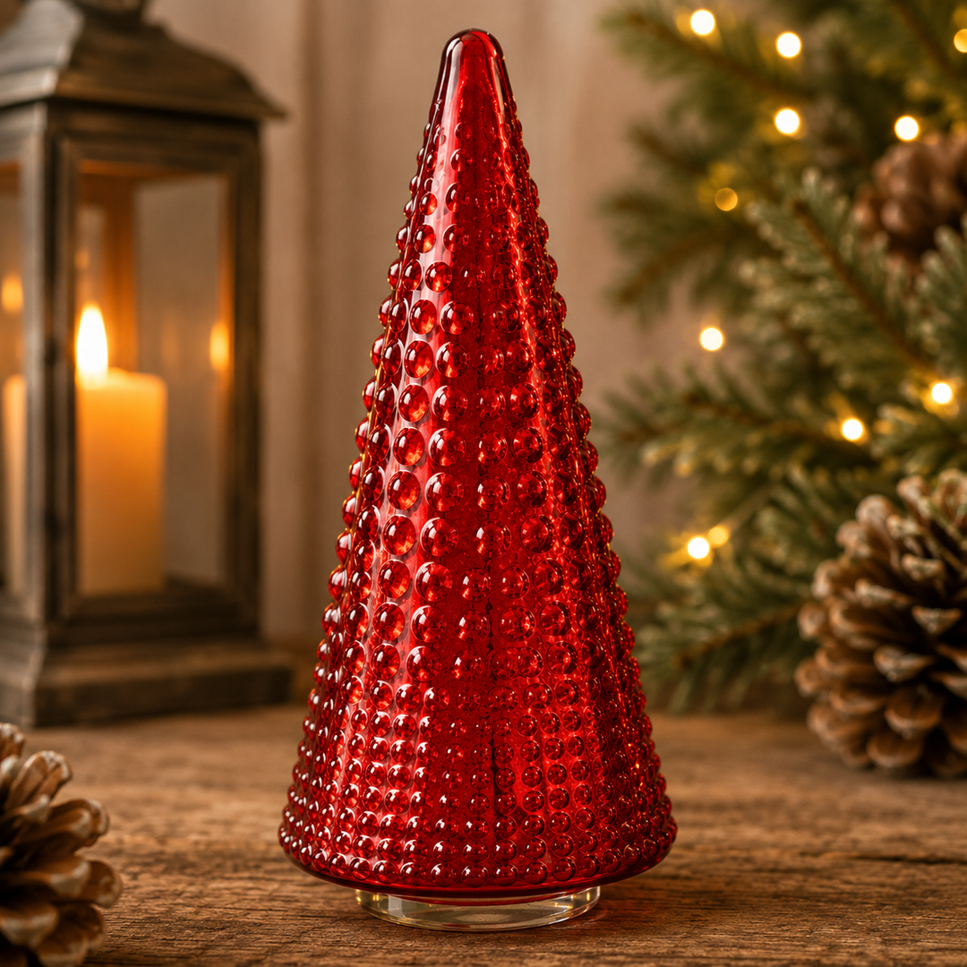 Red Mercury Glass Dot Trees