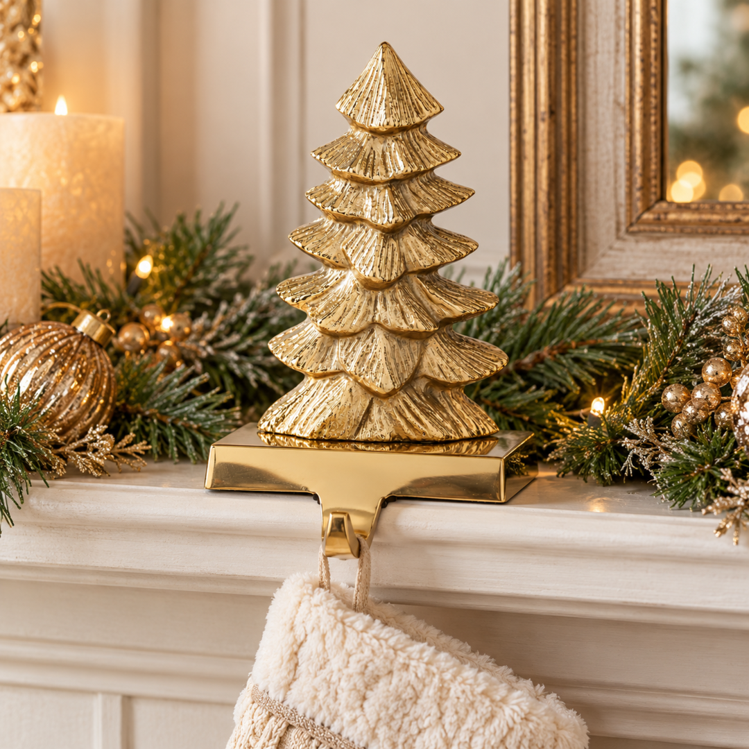 Brass Christmas Tree Stocking Holder