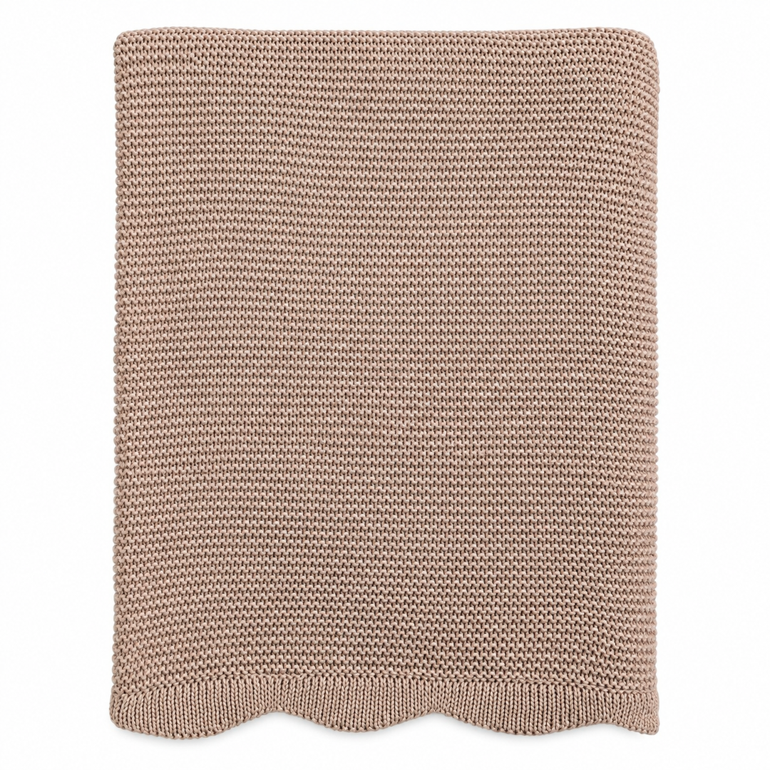 Tan Scallop Throw Blanket