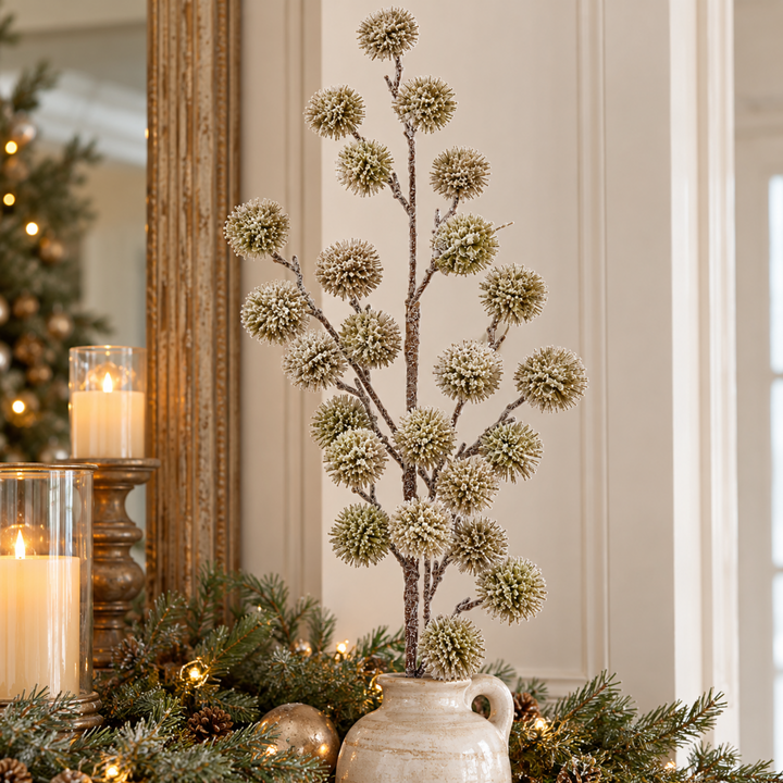 Glitter Frosted Thistle Spray
