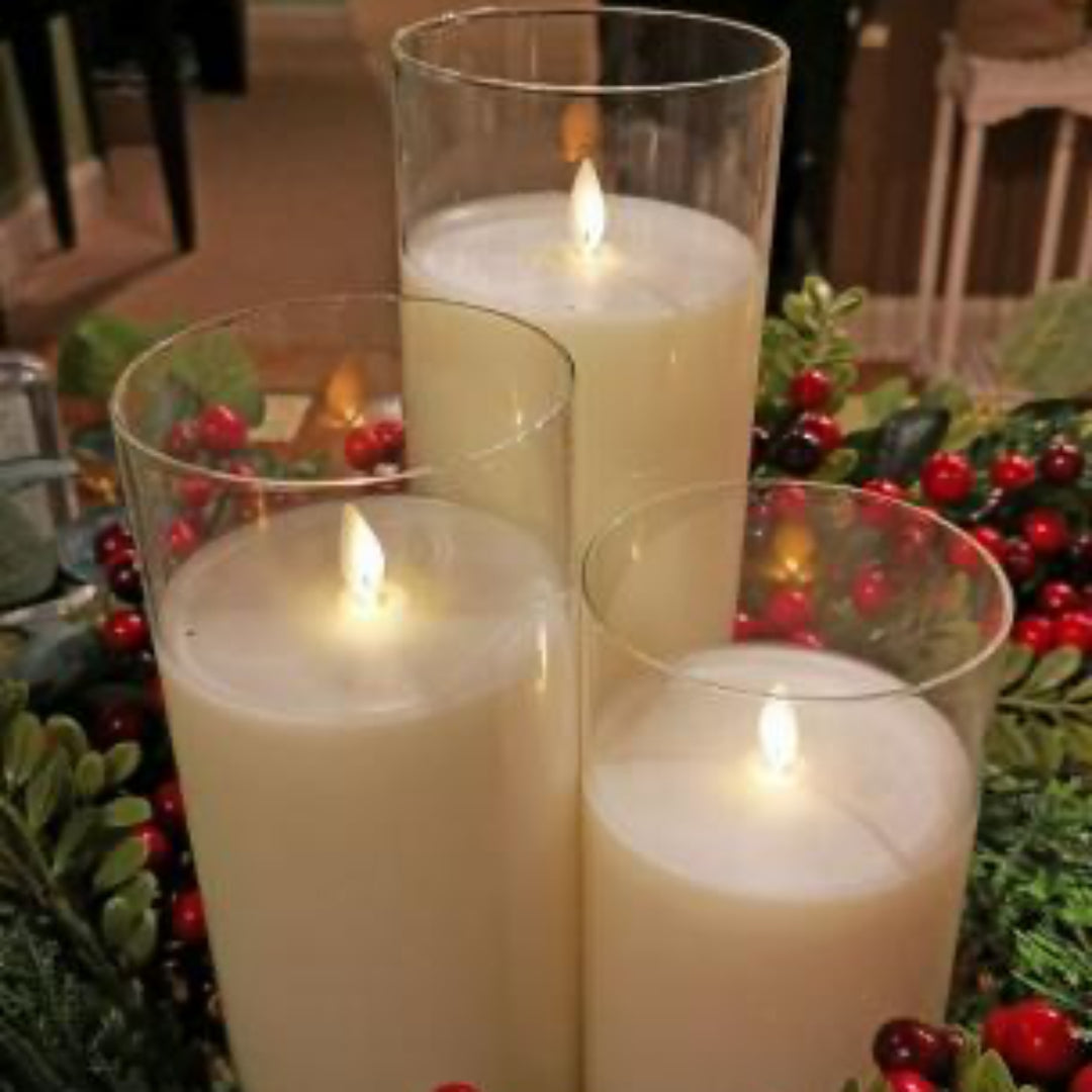 Glass LED Cream Candle