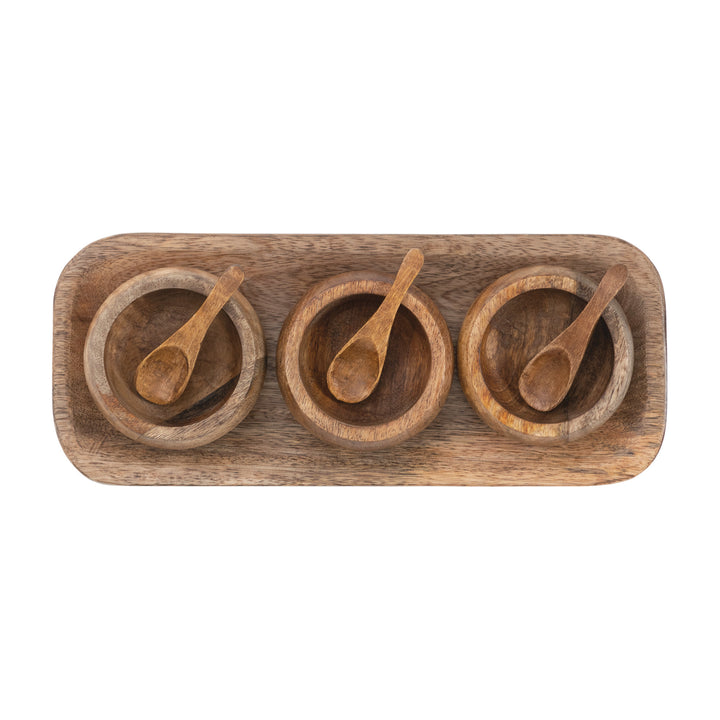 Mango Wood Condiment Serving Set