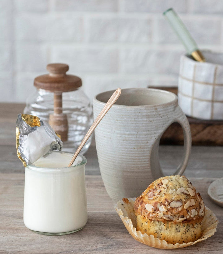 Ribbed Glass Honey Jar & Lid Dipper Set