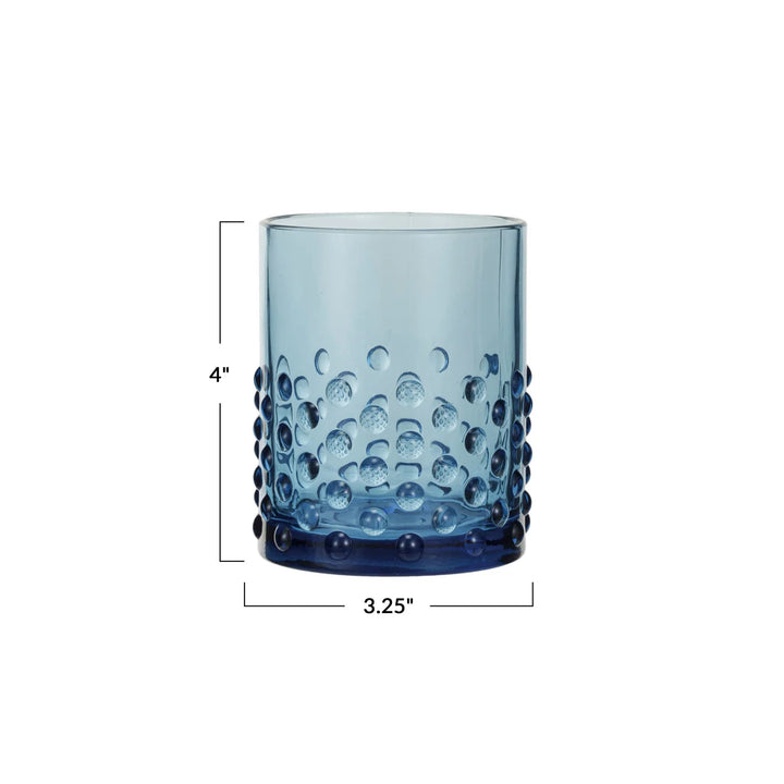 Blue Hobnail Drinking Glass