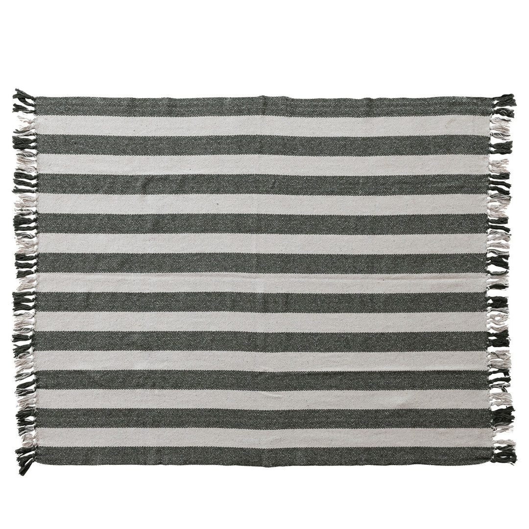 Striped Fringe Woven Throw
