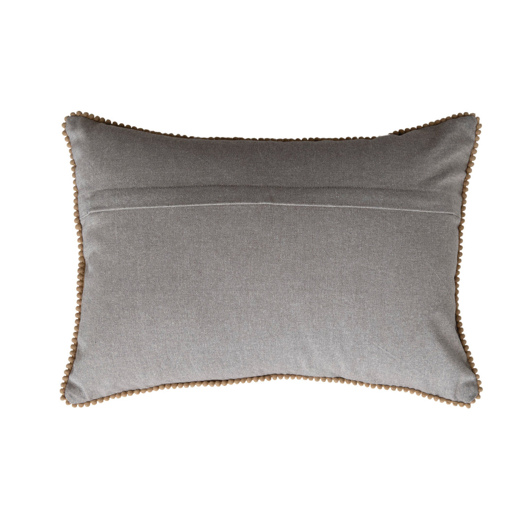 Embroidered Floral Corduroy Pom Pillow