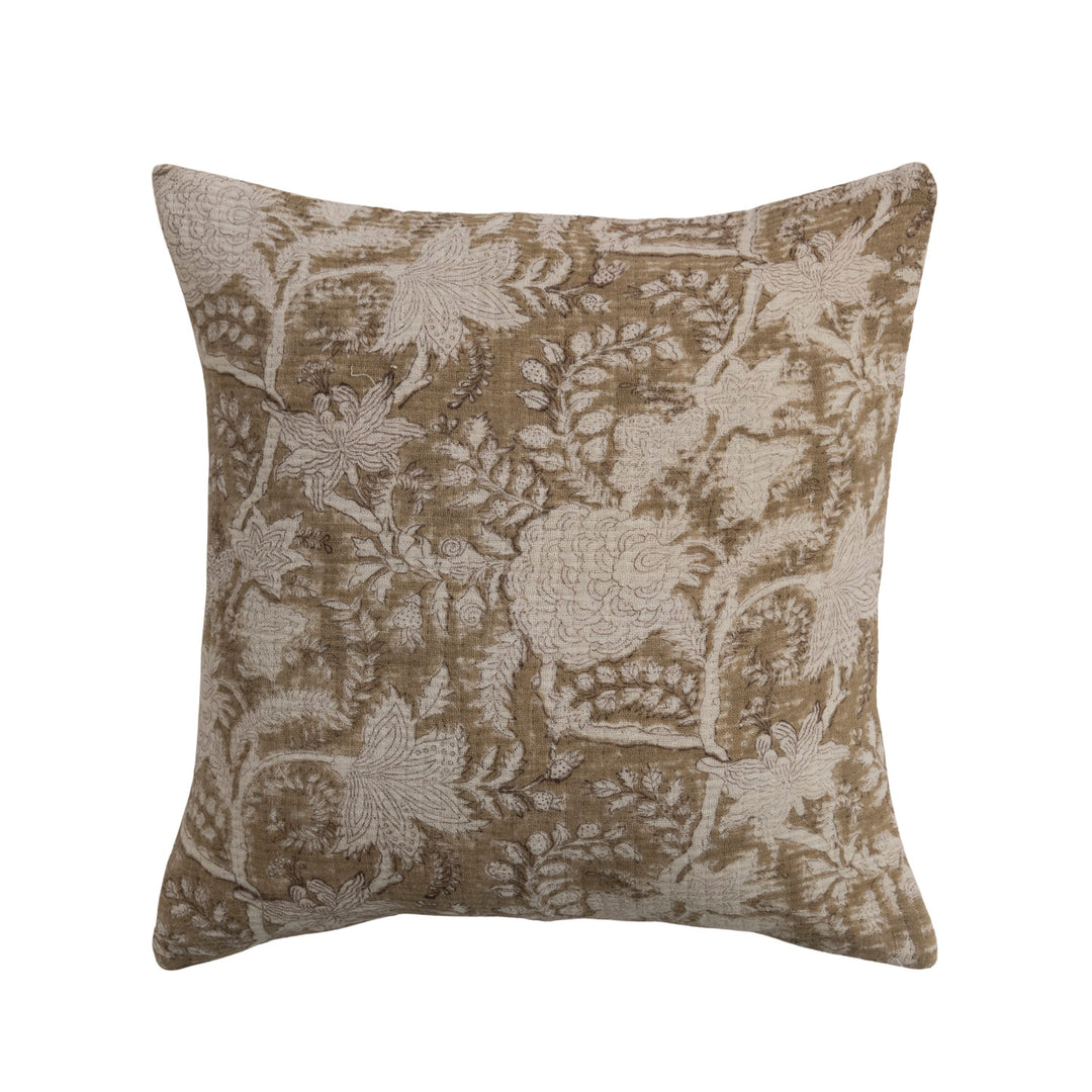 Rich Brown Floral Pillow