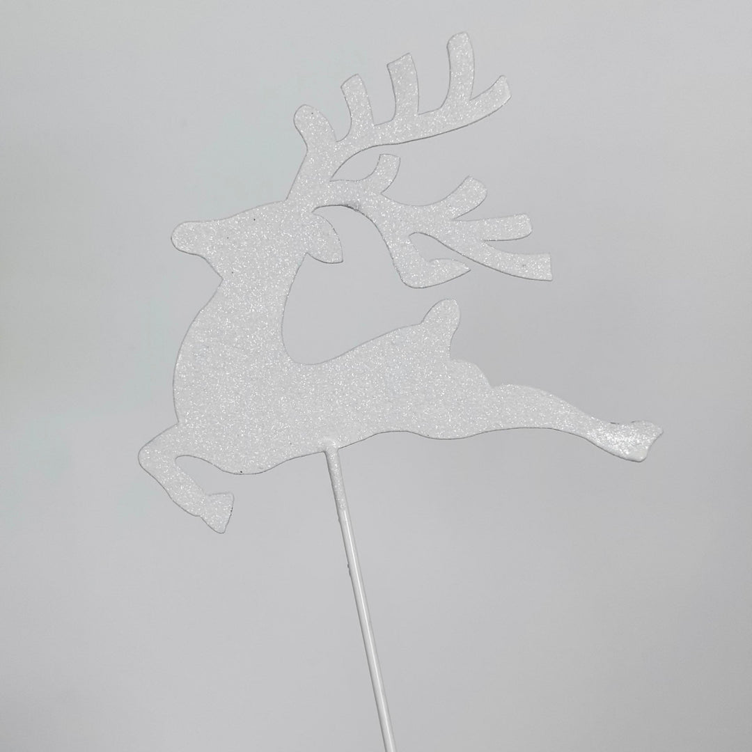Glittered Prancing Reindeer Pick