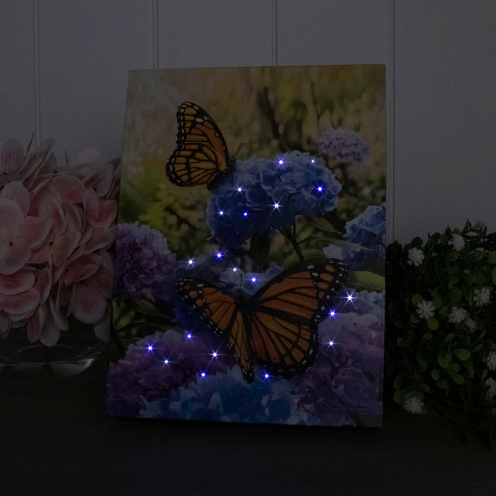 Butterflies & Hydrangeas Mini Lighted Canvas