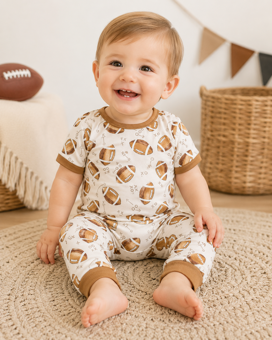 Fall Football Boy Romper