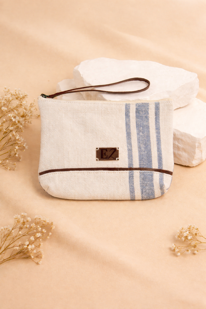 Zyla Jute Leather Handle Clutch