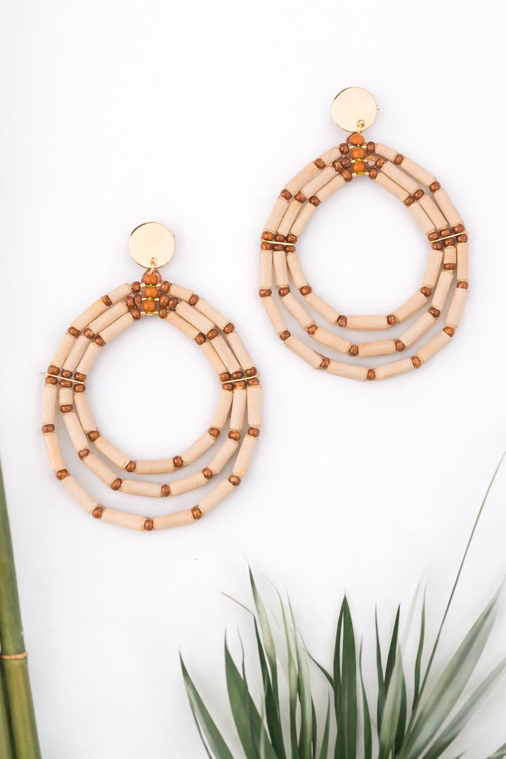 Nyra Wood Disc Hoop Earrings