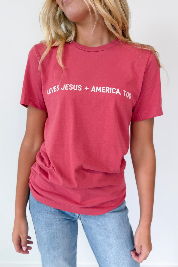 Loves Jesus + America Top