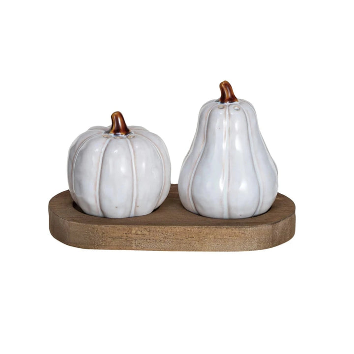 Stoneware Pumpkin Spice Shaker & Tray Set