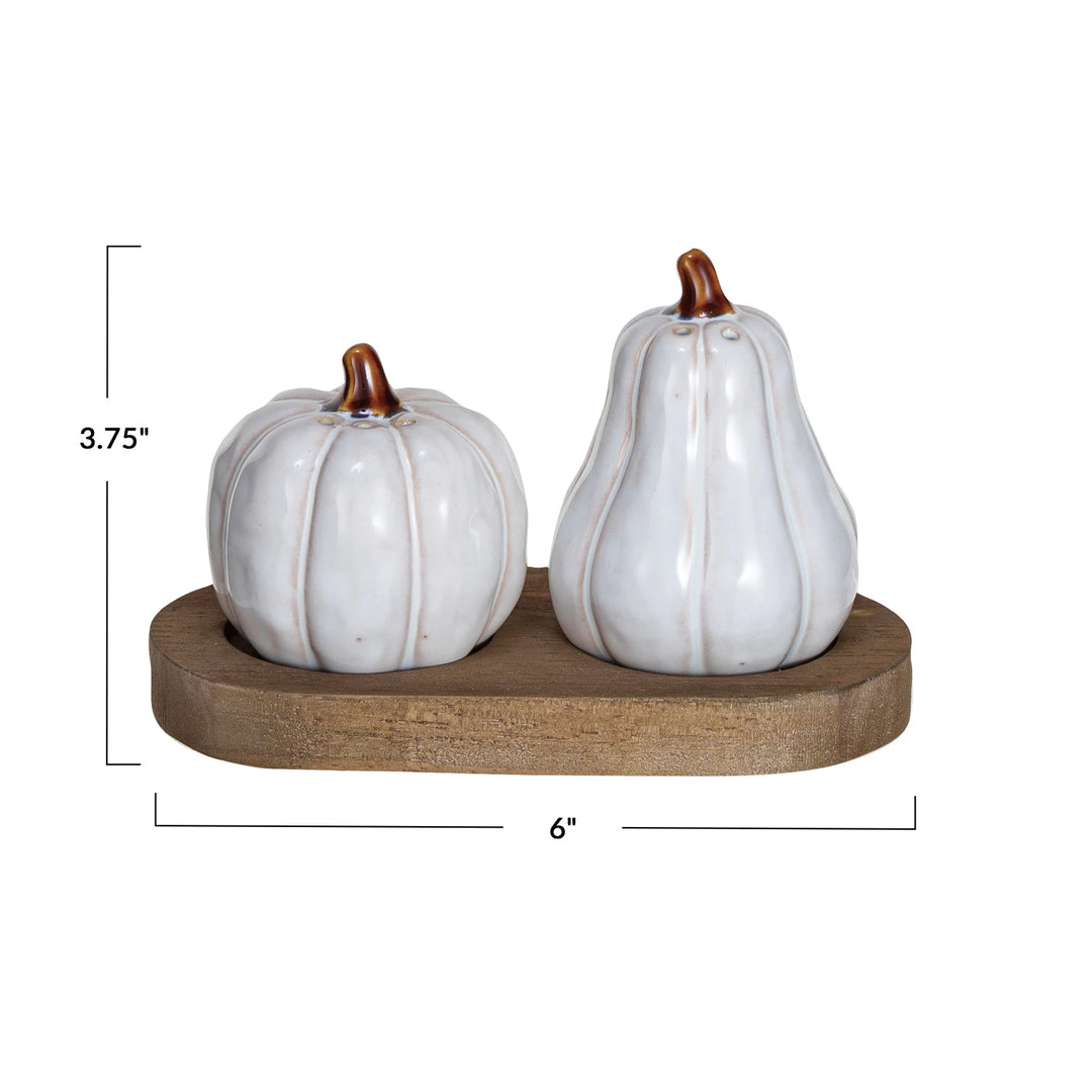 Stoneware Pumpkin Spice Shaker & Tray Set