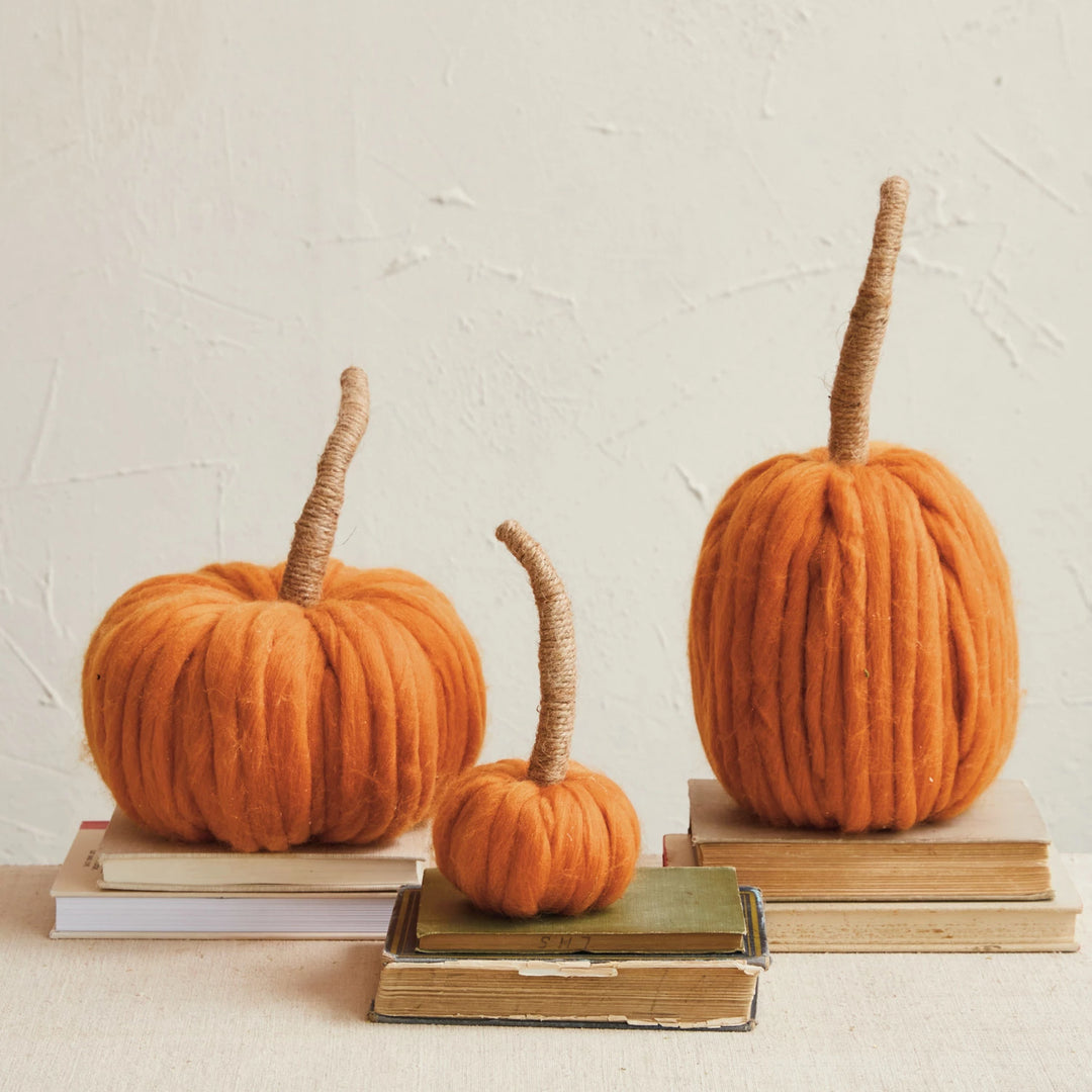 Orange Wool Wrapped Pumpkin