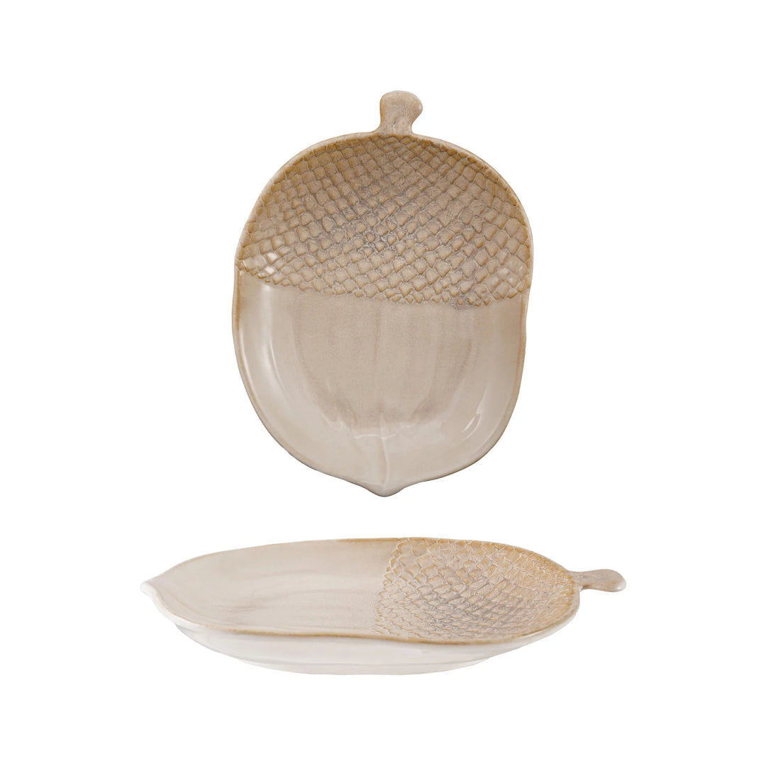 Neutral Glazed Acorn Platter
