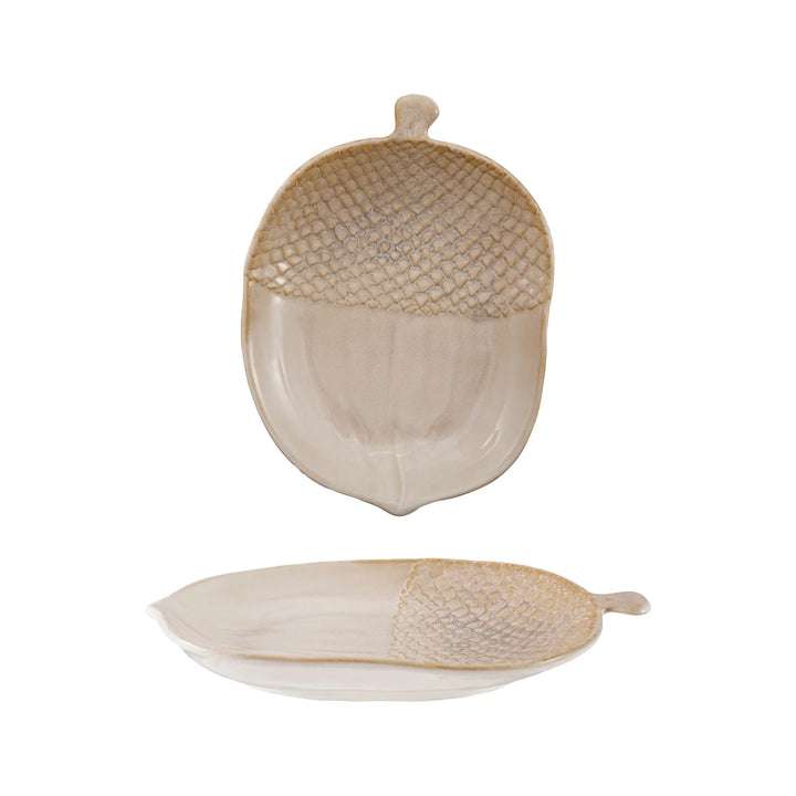 Neutral Glazed Acorn Platter