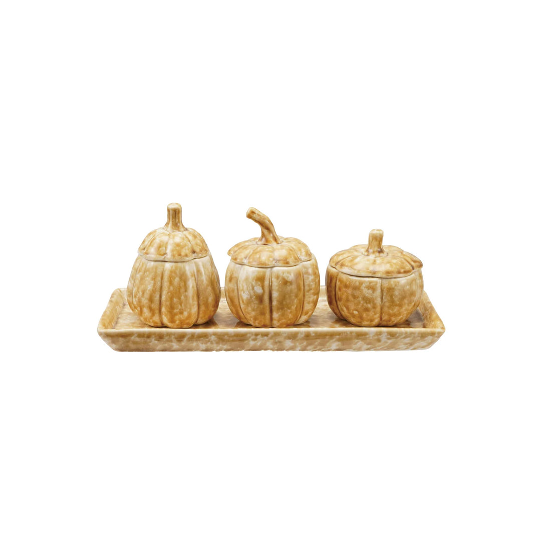 Heirloom Hearth Pumpkin Jar & Tray Set