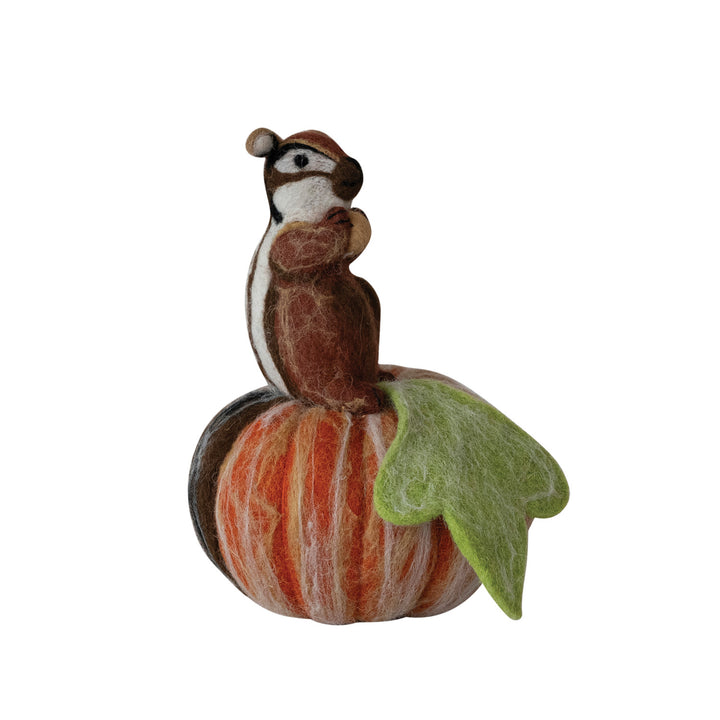 Woodland Chipmunk Felt Pumpkin Accent