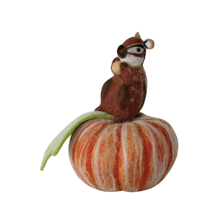 Woodland Chipmunk Felt Pumpkin Accent