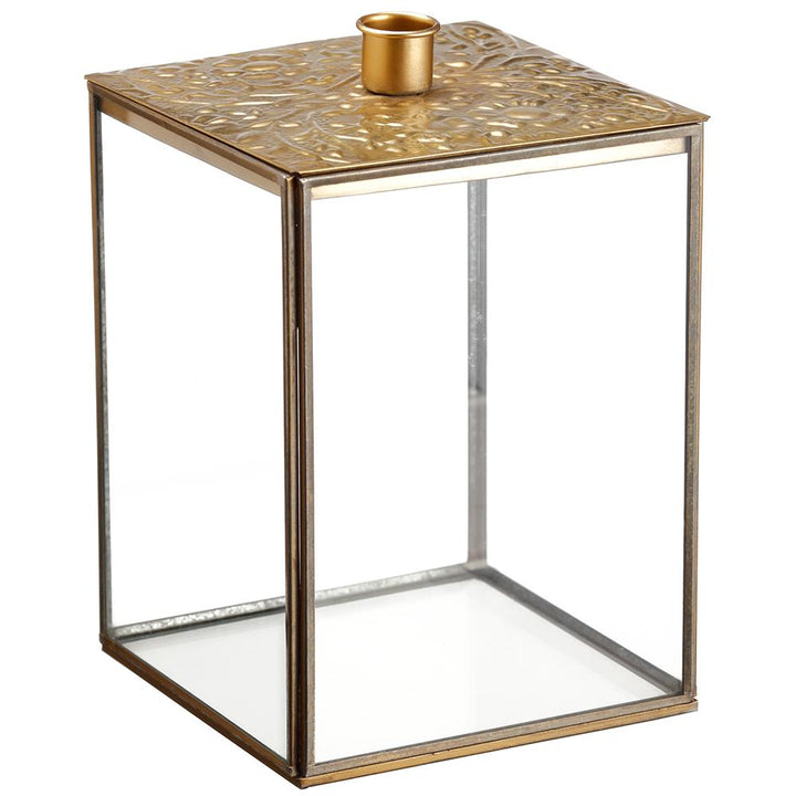 Gold Glass Taper Holder Lantern